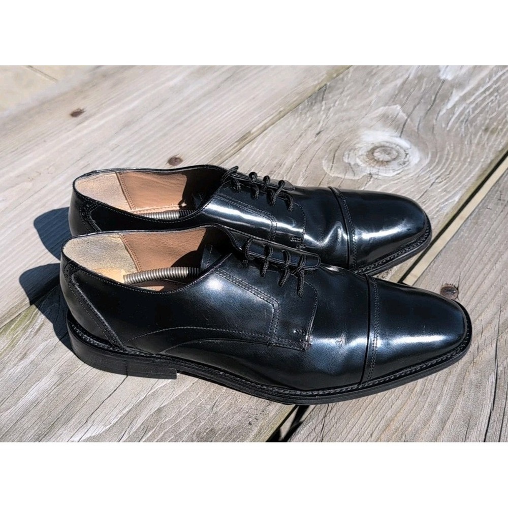 Nunn Bush Black Leather Dress Shoes Cap Toe Oxford Comfort Gel Insole Sz 12M EUC